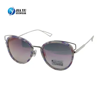High Quality Mirror Lenses Polarized Cat Eye Womens Metal Sunglasses